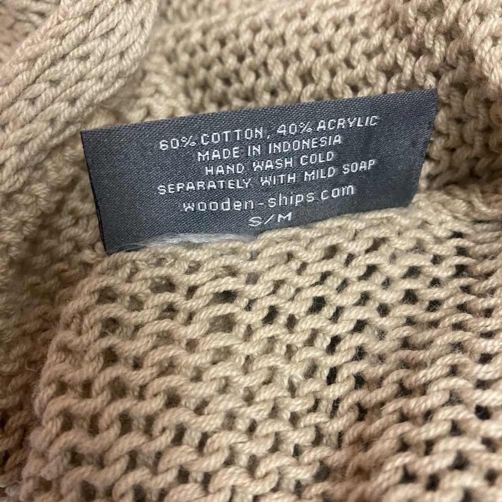 Wooden Ships Tan Cardigan Sweater with hoodie! - Picture 4 of 4